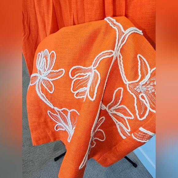 NWT Alex Marie Orange Comfy Wide Leg Linen Pants W/Embroidery Women Sz 14 - Picture 6 of 7